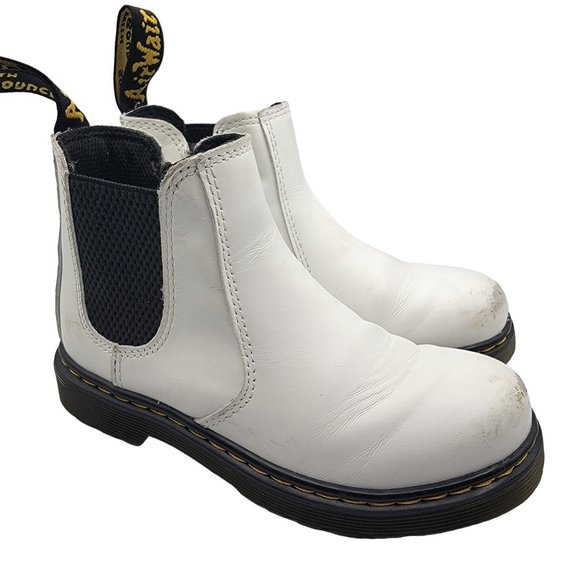 Martens Junior Size 11 White Smooth Leather Chelsea Boots